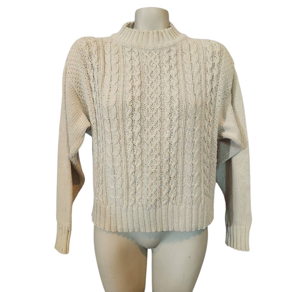 Vintage Panama Jill Cream Cable Knit Sweater Size‎ Small